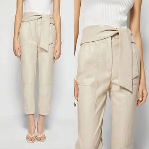 Jonathan Simkhai Tessa Vegan Leather Pants Egret Cream NWT